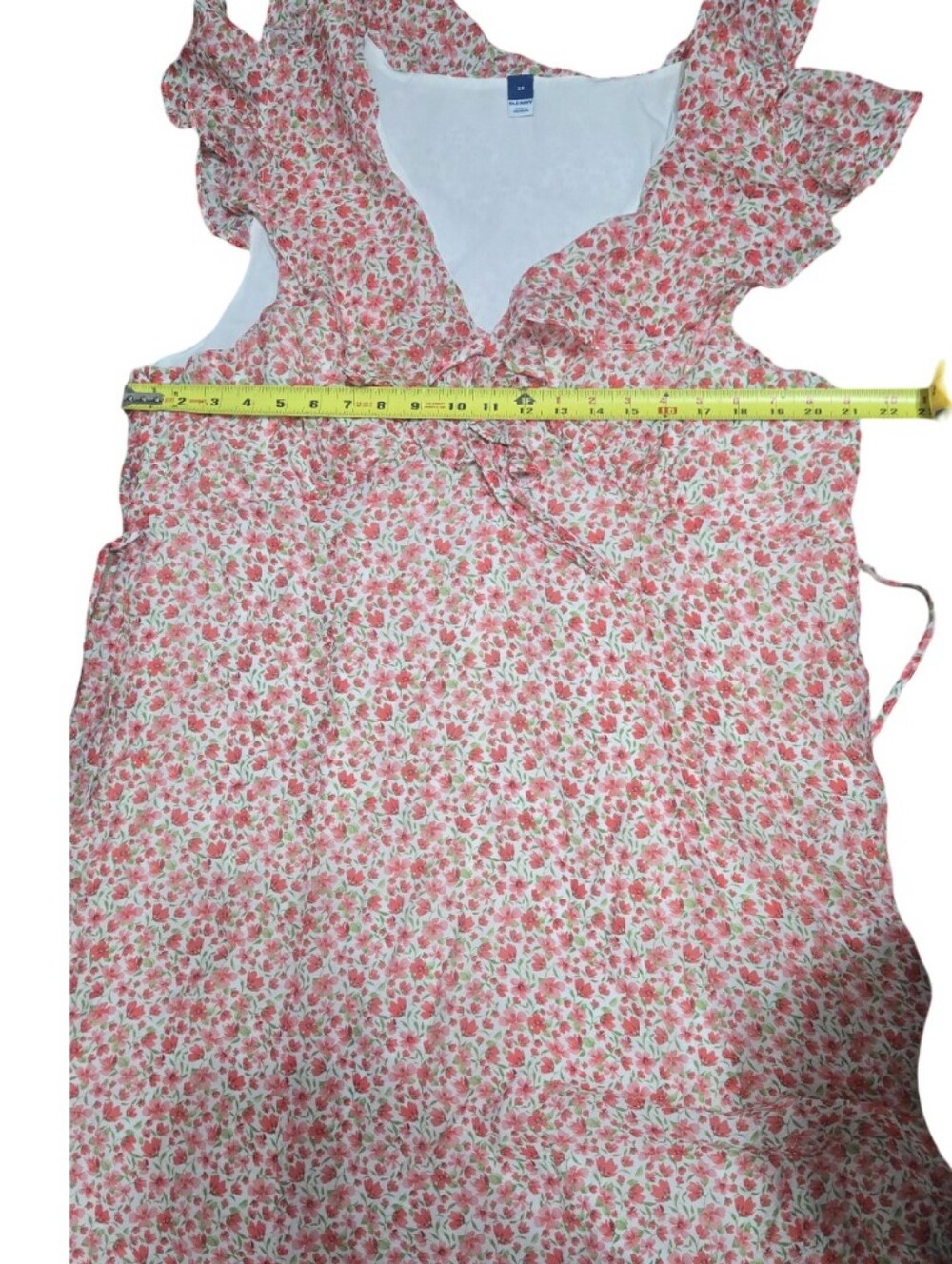 Old Navy Pink White Red Floral Ruffle Maxi Dress Bohemian Sheer Festival Barbie - Picture 10 of 11